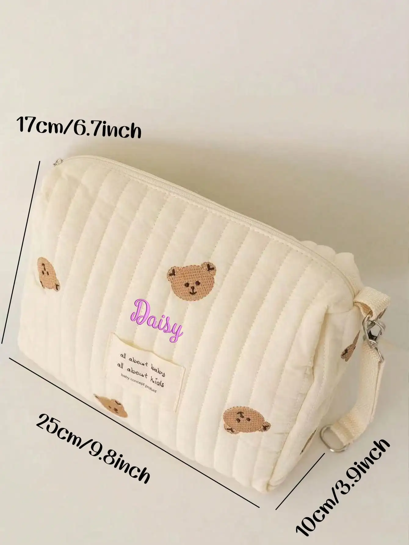 Custom Name Embroidery Baby Diaper Bag Quilted Storage Pouch Cute Bear Cosmetic Bag customize Mommy Organizer Gift