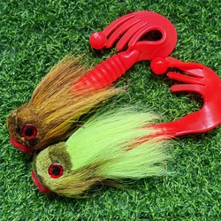 Fishing Lure 85g/23cm Artificial Fly Mouse Bait Bucktail Silicone Soft Big Deer Hair Rat Tackle Head Hooks Pike Bass Winter