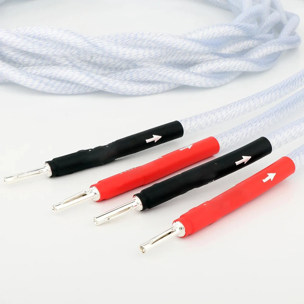 ペアスピーカーケーブル、スピーカーワイヤー、8N OCC銀メッキラインバナナプラグ付き、HiFiシステムアンプケーブル用