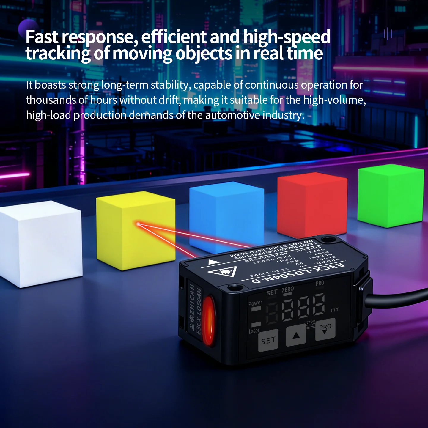 Czujnik laserowy precyzyjny ZHICAN E3CX kompatybilny z Panasonic HG-C, wyjście analogowe, RS485, pomiar odległości. — zdjęcie produktu 4