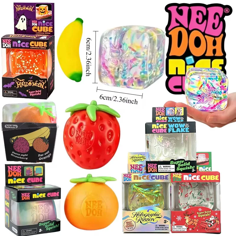Trending NeeDoh Holographic Ribbon Cube & Cloud Pleaser Squish Toy Soft Jelly Squeeze Stress Relief Fidget Sensory Toy For Adult