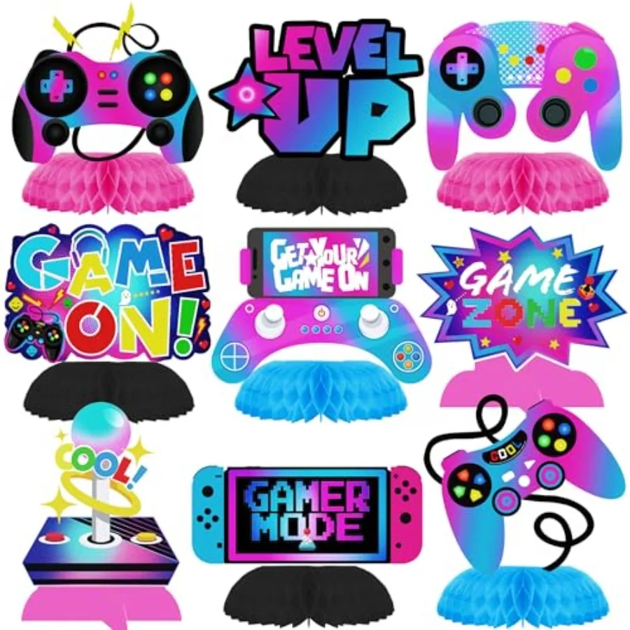 Game Birthday Party Honeycomb Centerpieces 11Pcs Video Game Birthday Decorations Gaming Party Centerpiece for Tables Game On Pa