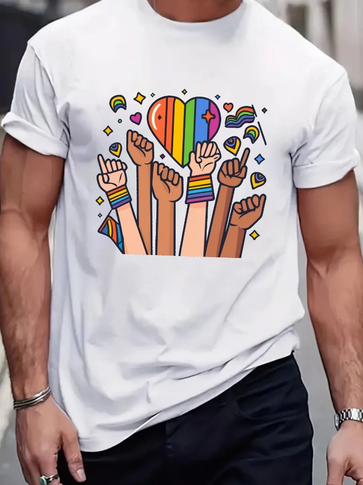 for Pride Day Vector Banner pattern design -100% cotton summer O-neck short sleeve casual printed T-shirt.