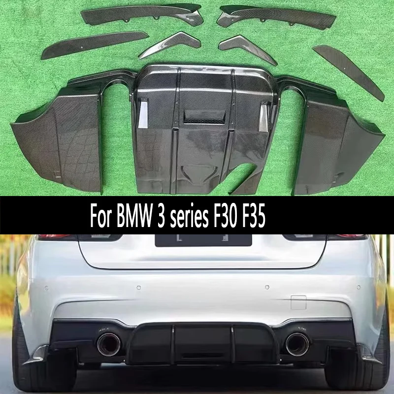 لسيارات BMW 3 Series F30 F35 GEEX نمط ألياف الكربون مانع صدمات خلفي للسيارة الناشر الخلفي الخائن سبويلر عودة الشفاه تحويلة طقم الجسم #1