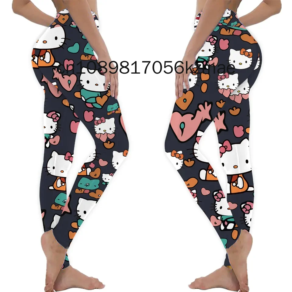 2024 New Sexy Hello Kitty Legging Prints Girls Elastic Fitness Gym Sport Workout Leggings Women Yoga Pants Dropshipping