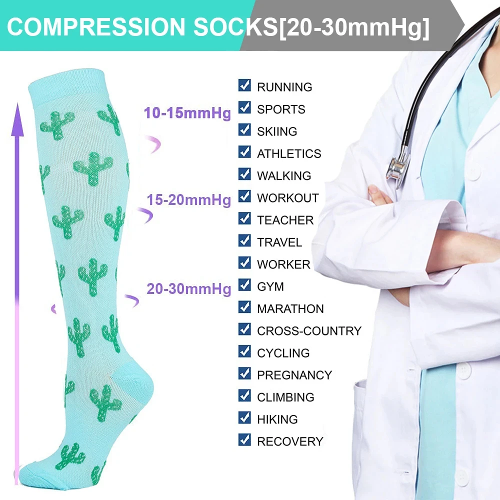 Compression Socks For Men Women Running Exercises Mountaineering Sports Socks Medical Blood Circulation Edema Pregnancy Elastic