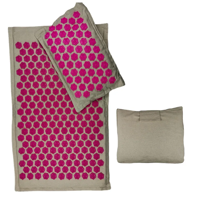 Lotus Spike Acupressure Mat natura lino palma da cocco massaggio cuscino Yoga Mata Do Akupresury Lotus Spike Poduszka Do Masażu