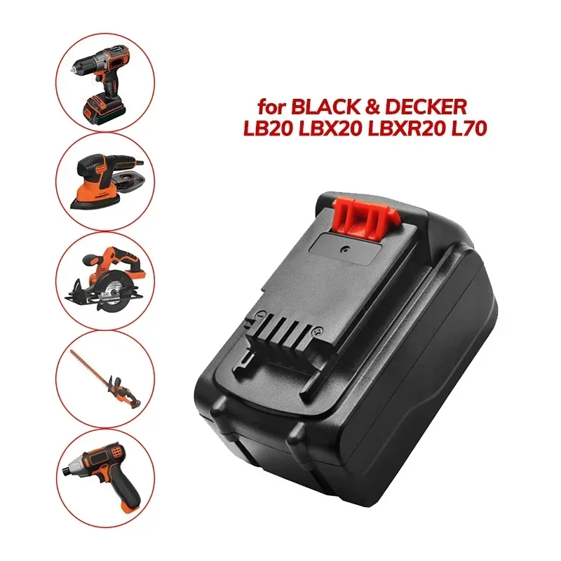 Batterie aste pour outil électrique Black & Decker, remplacement, 18V, 20V, 12,8 Ah, Eddie ion, LB20, LBX20, LBXR20, haute qualité, 100%