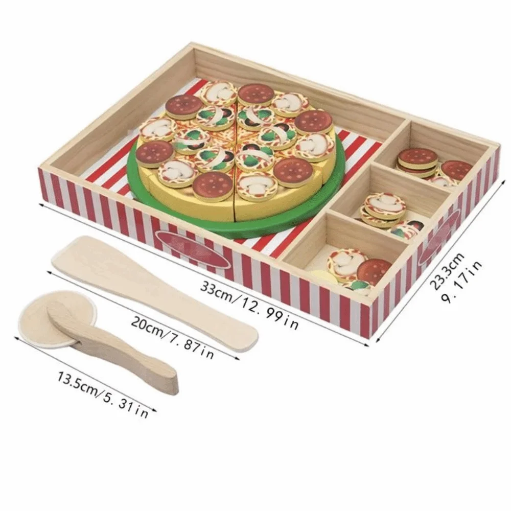 Jouet de Pizza simulé d'apprentissage alimentaire, jeu de rôle, maison de jeu, jeu de simulation, ensemble de jouets de cuisine, fruits et légumes en bois