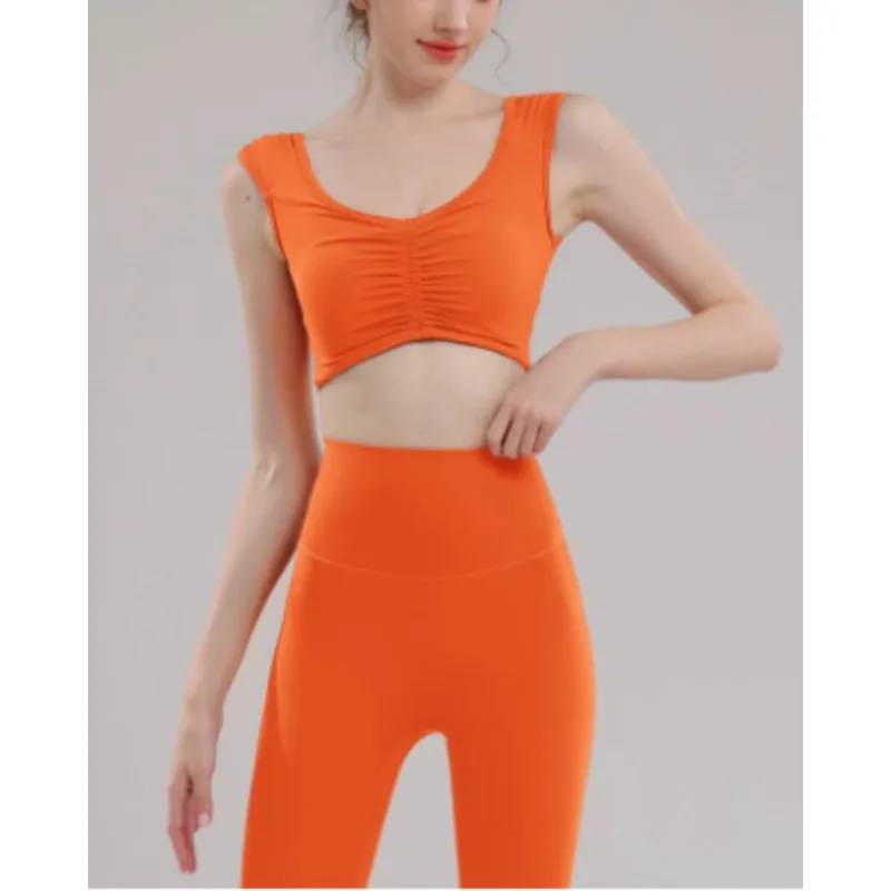 مجموعة سترة التجاعيد للنساء، حمالة صدر مقاومة للصدمات، تشكيل مزاجه، رياضة الجري، مجموعة سراويل اللياقة البدنية