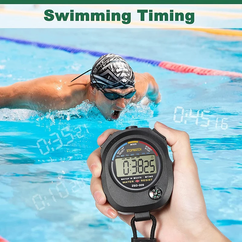 24 Stopwatch Timers For Sports, Digital Stopwatch Waterproof Screen With Time Calendar Clock Function For Sports Coaches