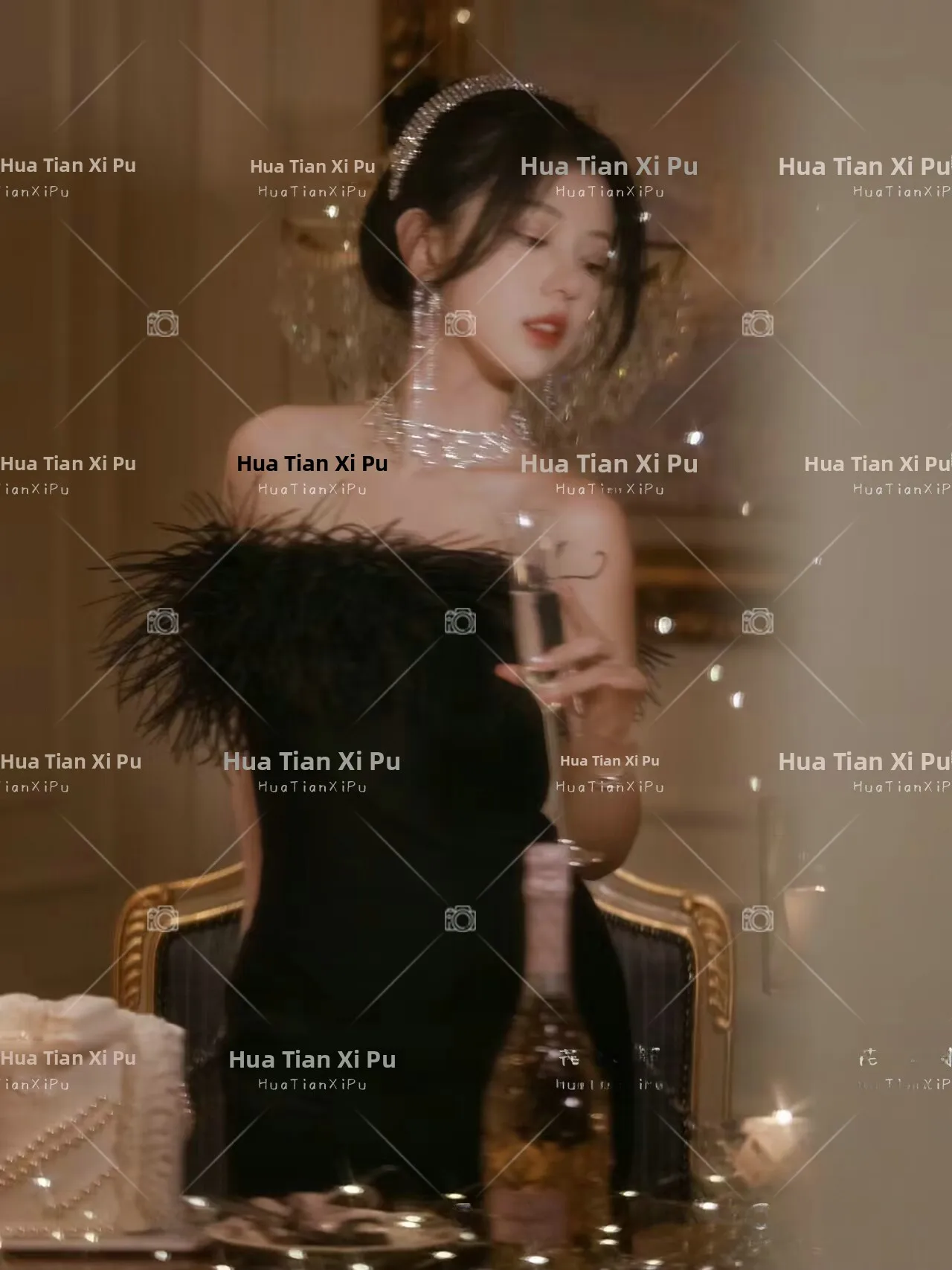 

Черное платье без бретелек для фотосессий на день рождения, высококачественный роскошный костюм для фотосъемки, женская модная одежда в стиле Тан