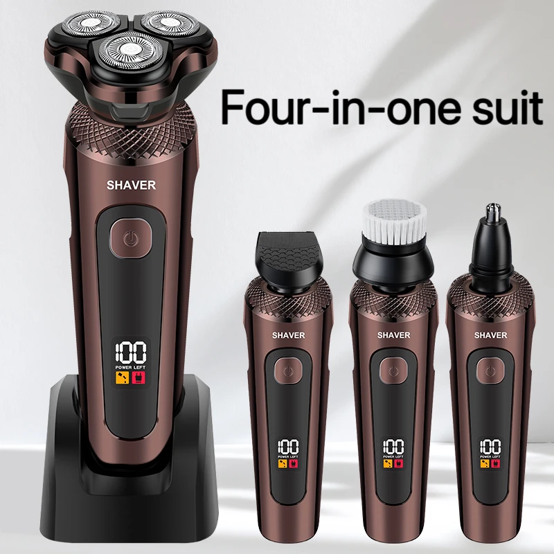 Barbeador elétrico recarregável masculino multifuncional premium, cabeça de aço inoxidável de alta qualidade ajustável para corpo, usb doméstico