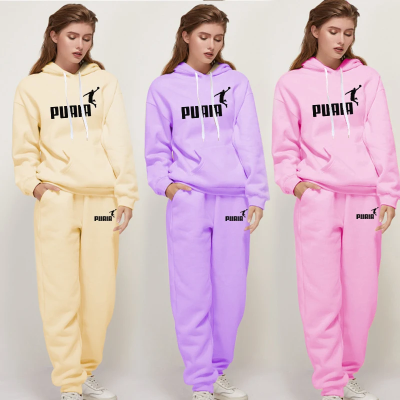 Jogging Woman Sweatshirts Hoodie Fashion High Quality Daily Casual Set Printing Suit Pant Sets Sports Women\'s Tracksuit Clothing