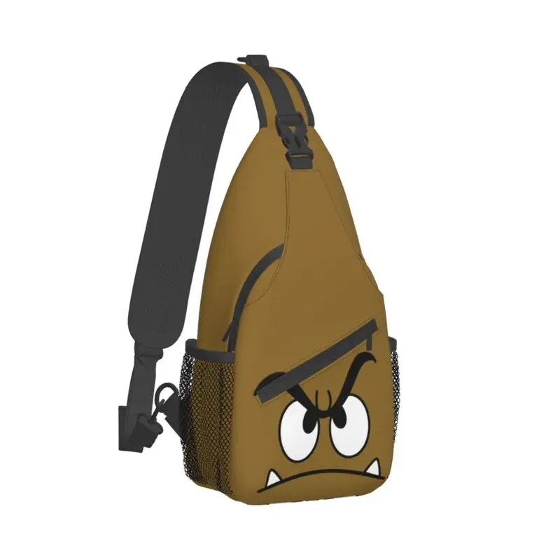 Mochila de hombro con estampado de Goomba para hombre, morral de hombro con estampado de dibujos animados, color marrón, para ciclismo, acampada