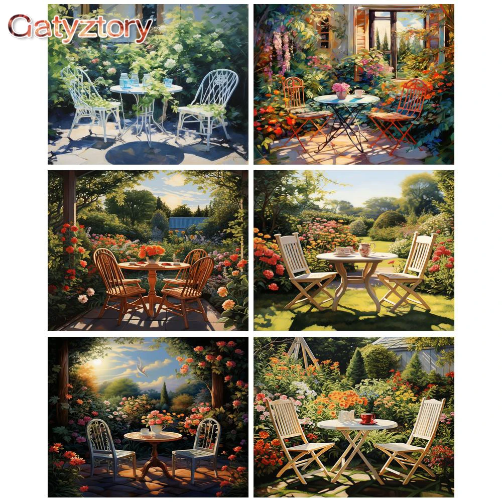 

GATYZTORY Paint By Numbers Garden Landscape DIY Painting By Numbers On Canvas Frameless Digital Hand Painting Home Decor Gift