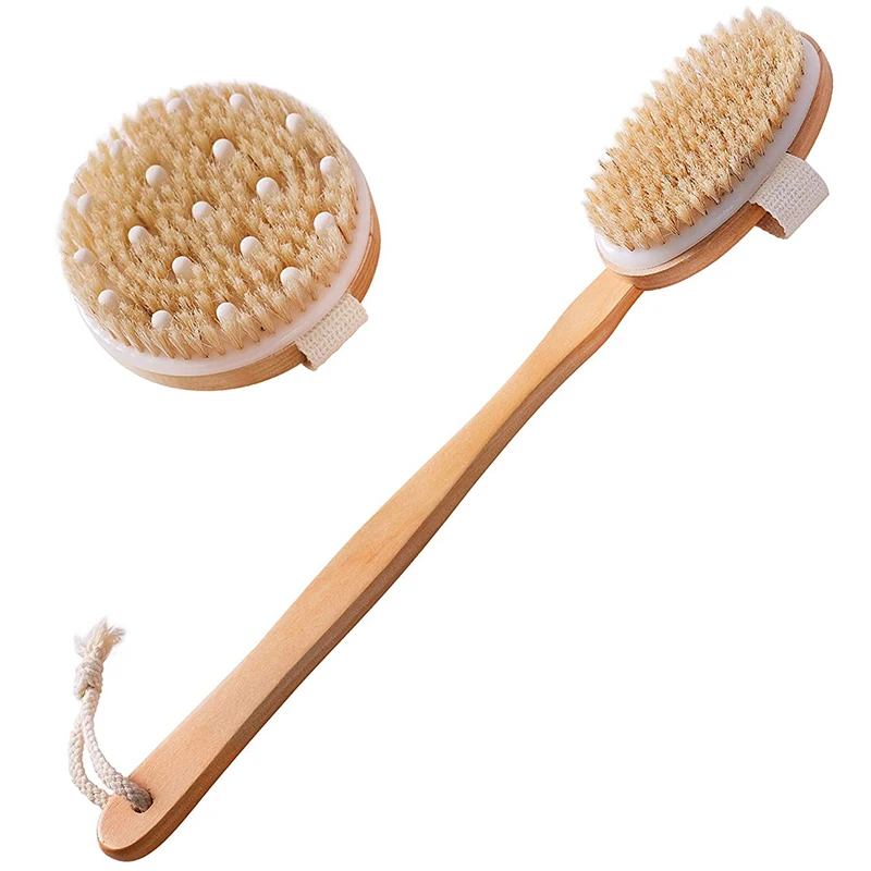 

Dry Brushing Body Brush Set Of 2, Dry Skin Exfoliating Brush, Handle Back Scrubber For Shower, Dry Brush For Cellulite