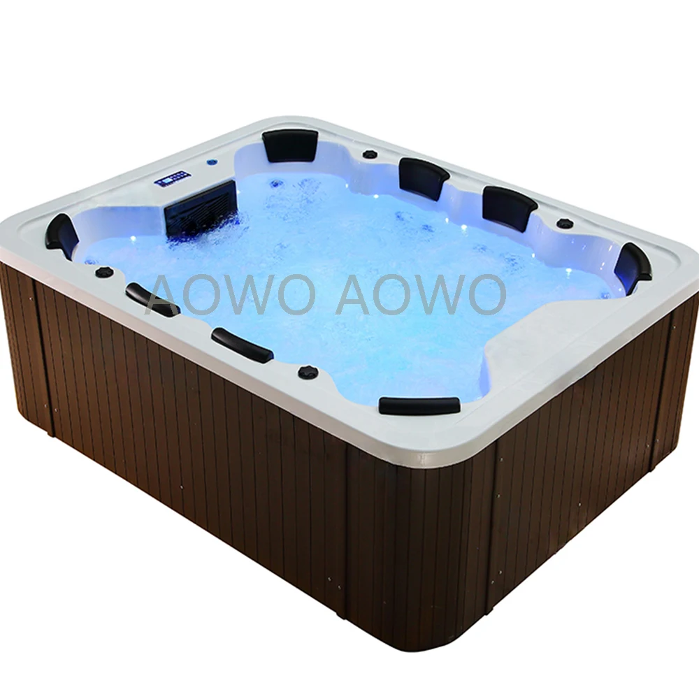 Whirlpool Bathtub with Assignable Lifting Screen 8-person Multifunctional Hot Tub White Acrylic Massage Bathtub Outdoor Bathtub