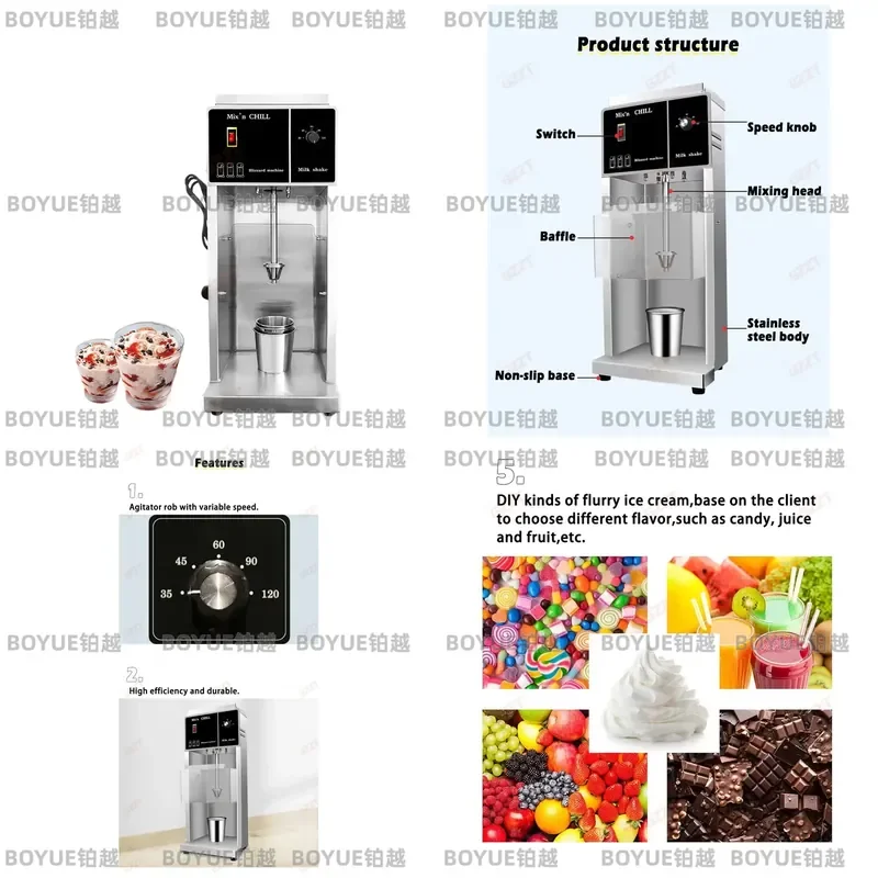 Electric Ice Cream Blender Machine DIY Milkshake Maker Adjustable Speed Mixer for Frozen Dessert Smoothie Yogurt 110V 220V