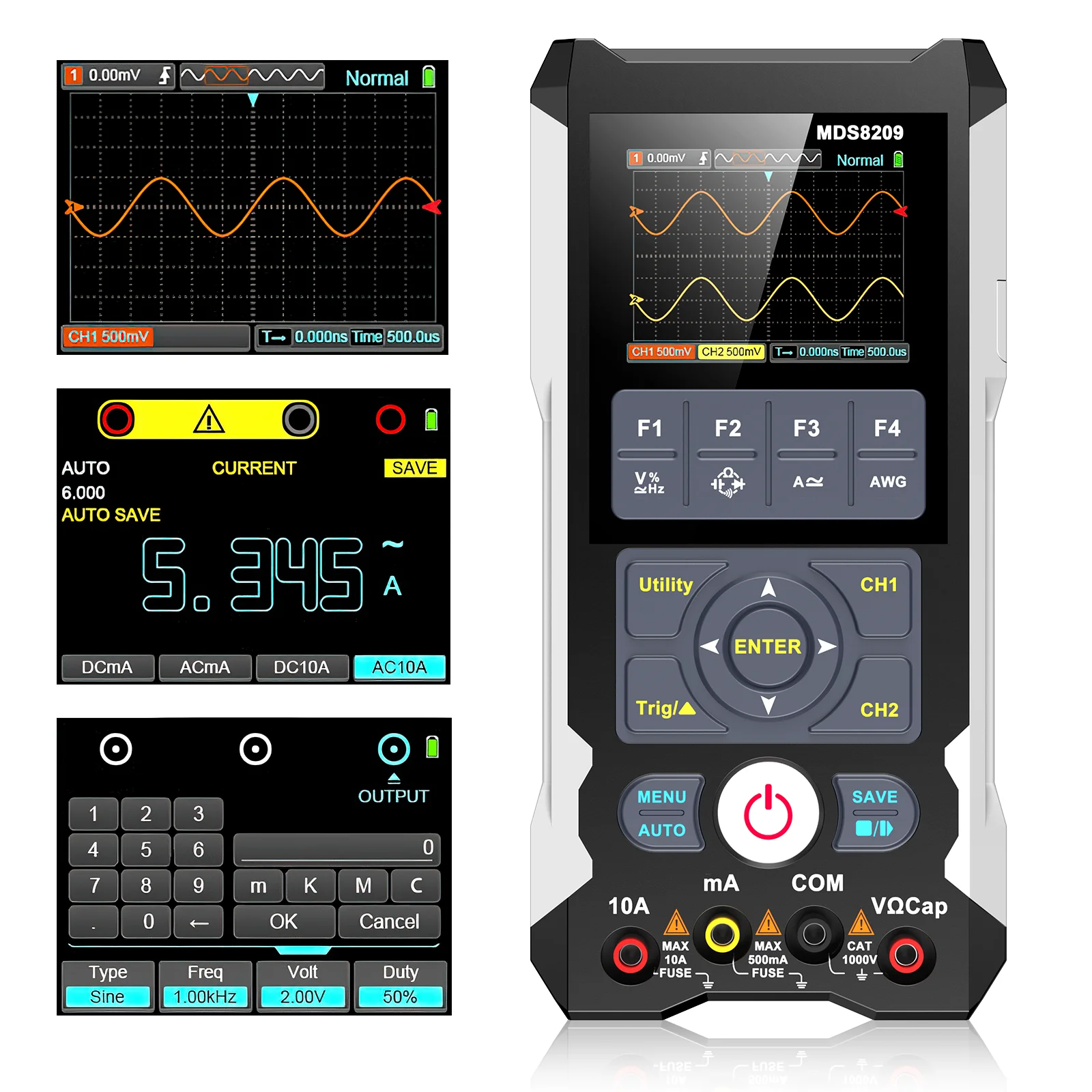 3 in 1 Digital Oscilloscope Multimeter Signal Generator 80Mhz Bandwidth 250MSa/s Sampling Rate Dual Channel Multifunction Tester