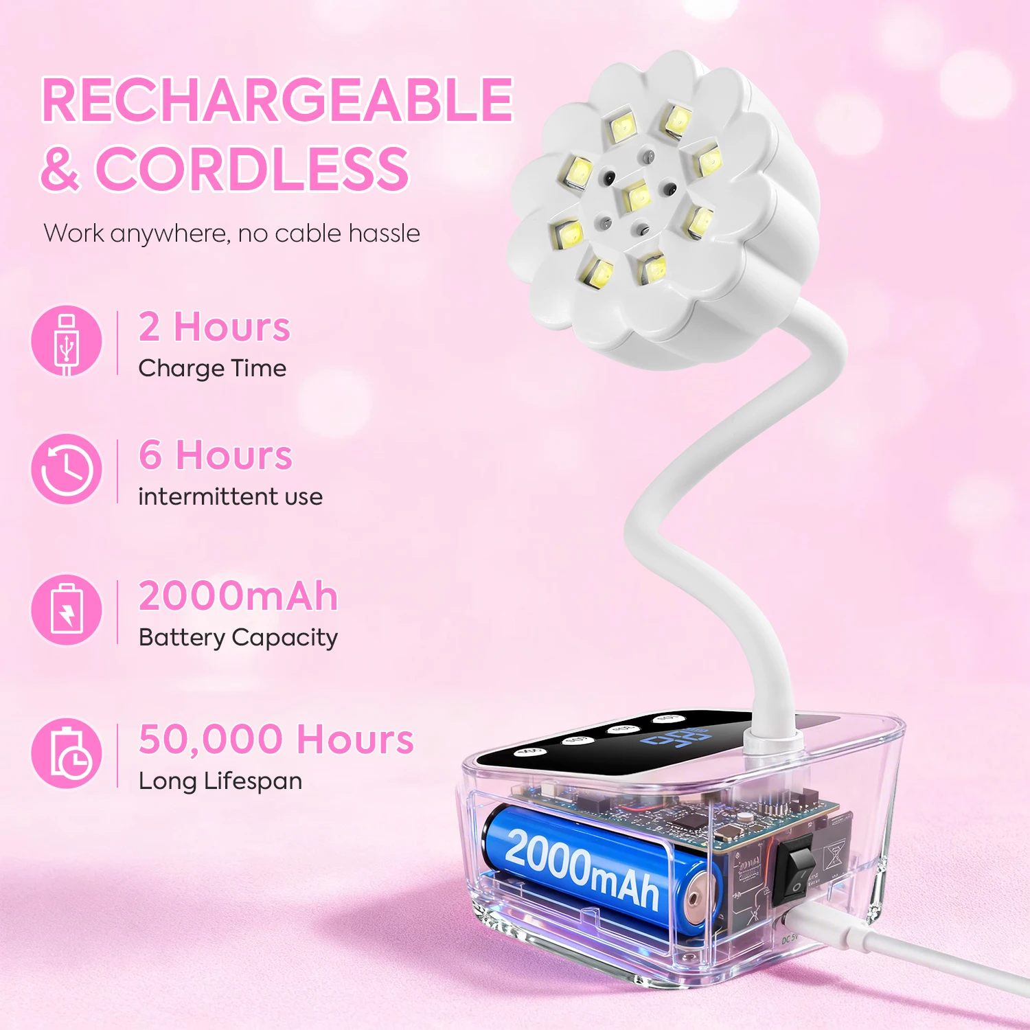 เครื่องอบเล็บยูวีแอลอีดีแบบชาร์จไฟได้ 9LEDS 27W ขนาดเล็ก พร้อมจอ LCD แบบไร้สาย อบแห้งเร็ว