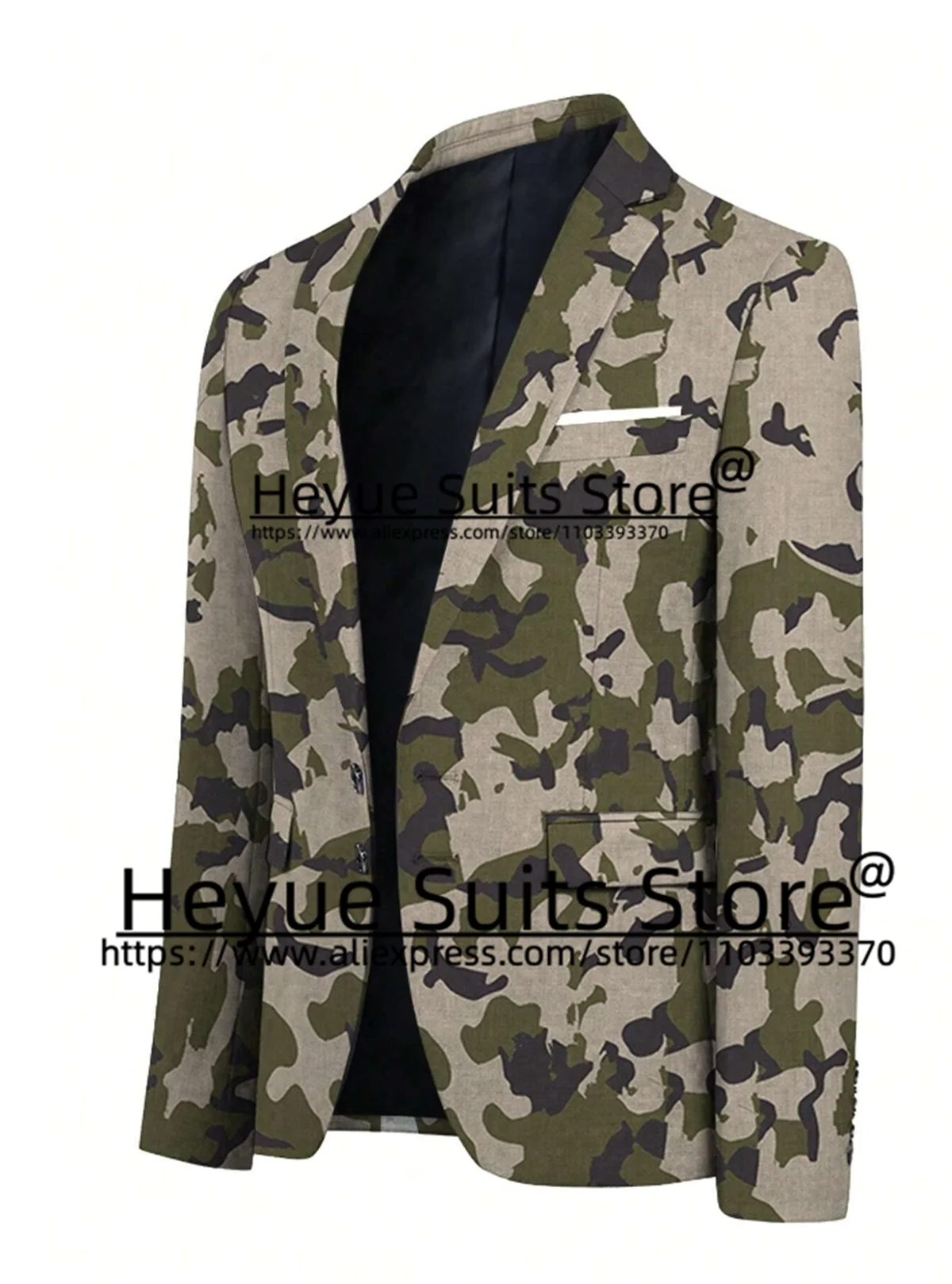 Fashion Camouflage Outdoor Street Style Men Suits Custome Made Slim Fit Notched Lapel Prom Travel 2 PCS Sets trajes para hombre