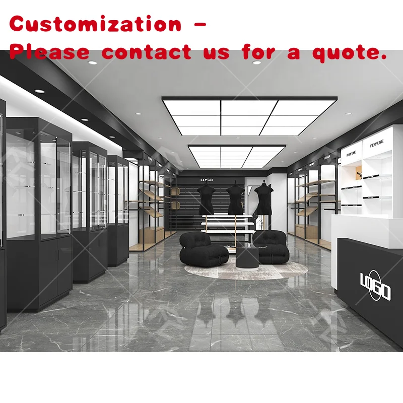 custom.Design Clothes Shop Women'S Clothing Shop Furniture Counter and Garment Rack With Shelves