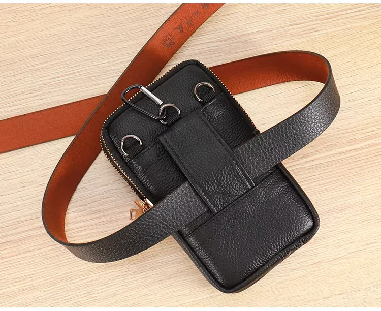 Herren-Umhängetasche aus echtem Leder, große Kapazität, Gürteltasche, Outdoor-Arbeits- und Reisetasche, Handyhalter, Schultergurt – Detail 10