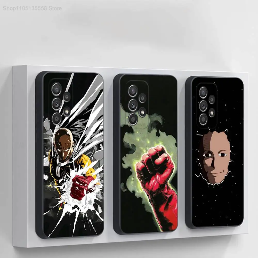 

One P-Punch Man Saitama Phone Case For Samsung S 25,24,23,22,30,21,10,9,Ultra,Plus,Lite,FE,4,5G Black Soft Case