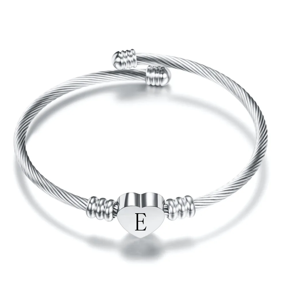 Women's Gold & Silver Heart Initial Cuff Bracelet