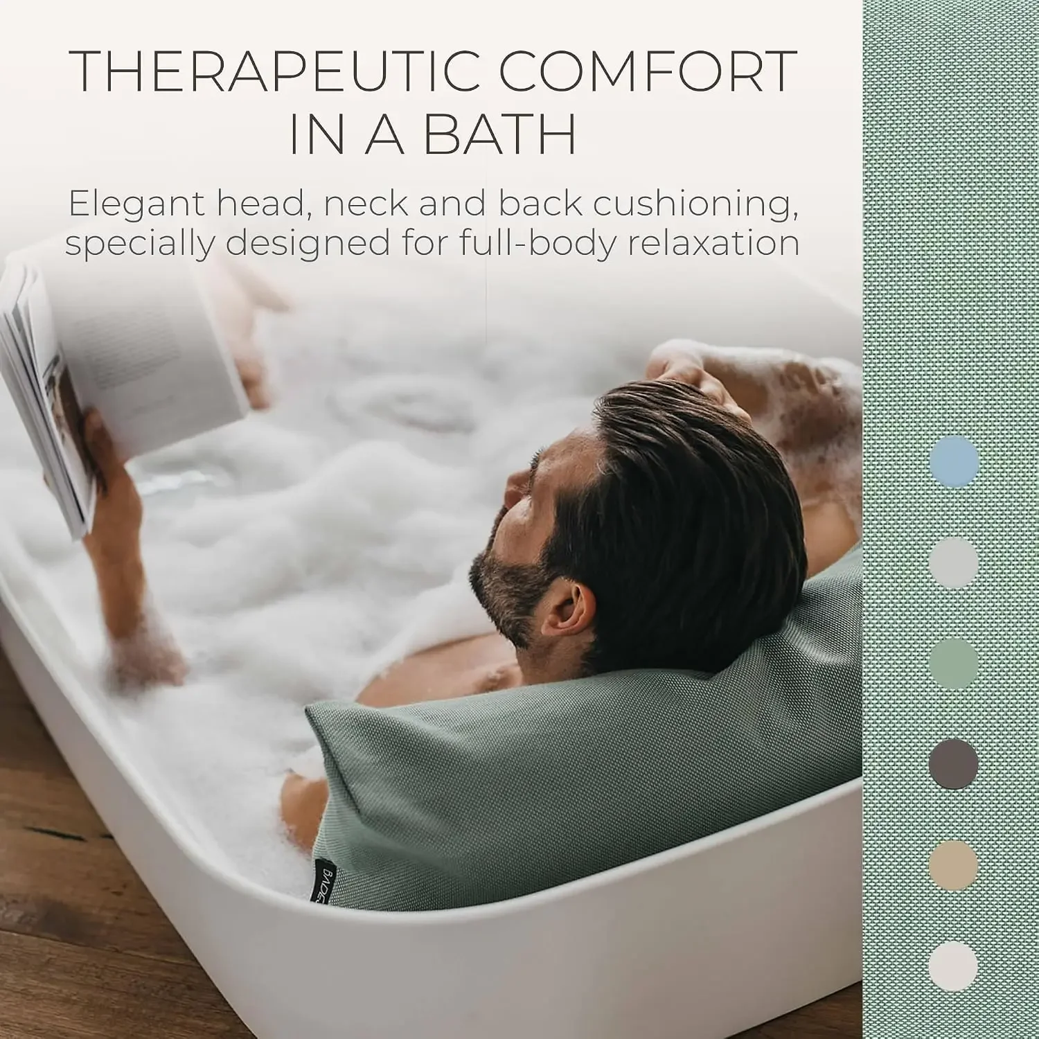 ® Luxury Bath Pillow S in Green, Thick & Quick-Drying | Premium Bath Pillows For Tub, Spa Cushion for Comfortable Head and Neck