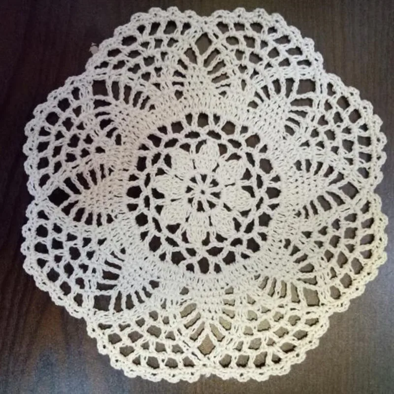 TOP Round Cotton Placemat Cup Coaster Mug Kitchen Christmas Dining Table Place Mat Cloth Lace Crochet Tea Coffee Doily Cake Pad