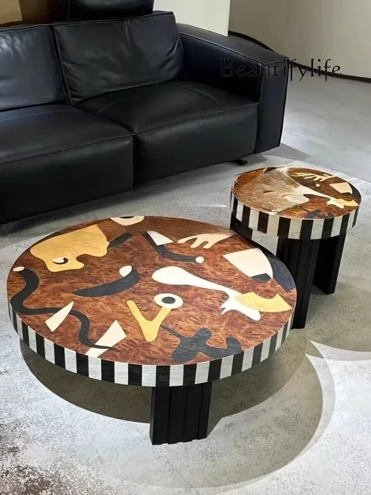 

Я Средневековая картина из цельного дерева, художественная комбинация журнального столика, может быть круглым дизайном, журнальный столик, вилла