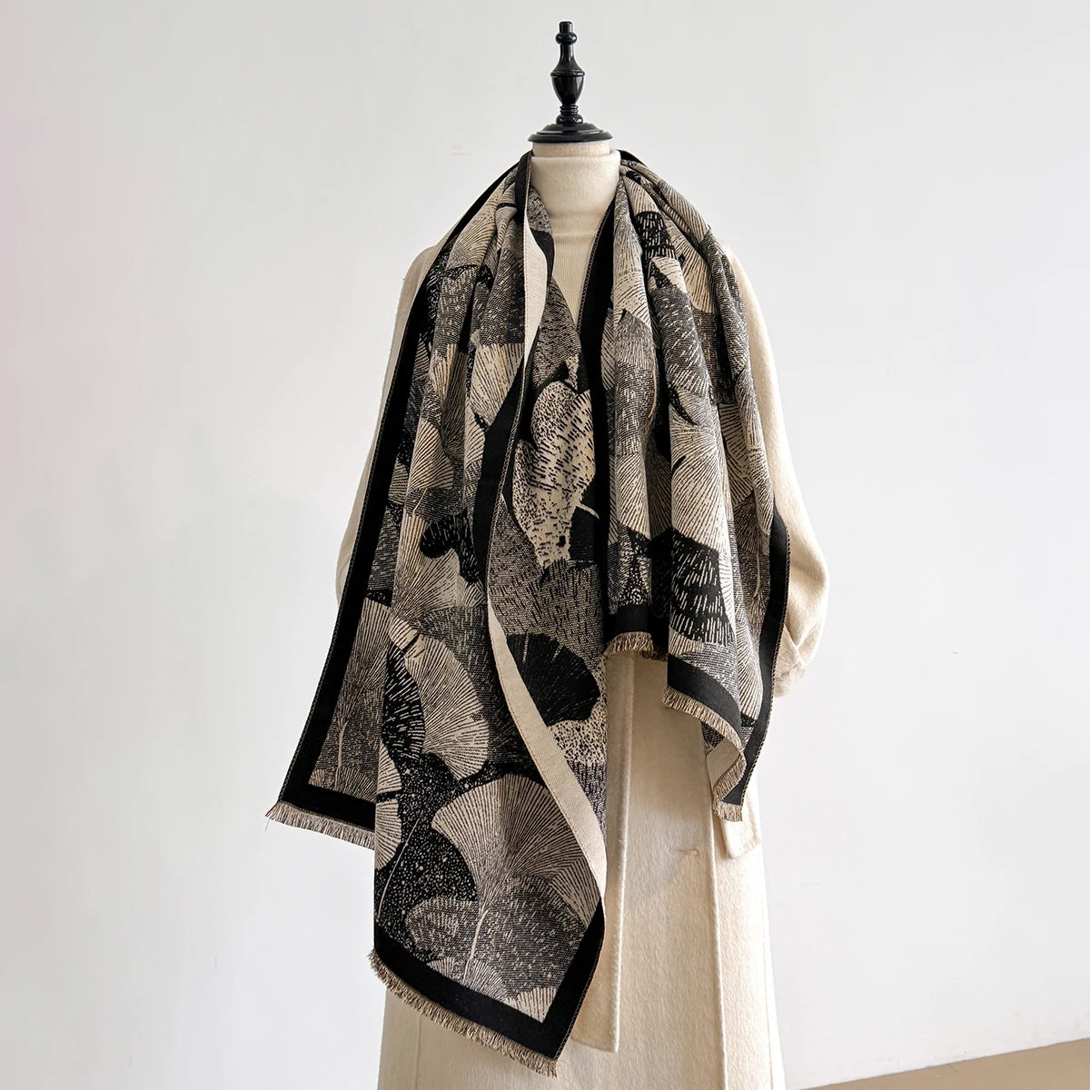 

2025 Luxury Brand Women's Cashmere Scarf - Winter Warm Tasseled Striped Printed Pashmina Shawl, Foulard & Poncho