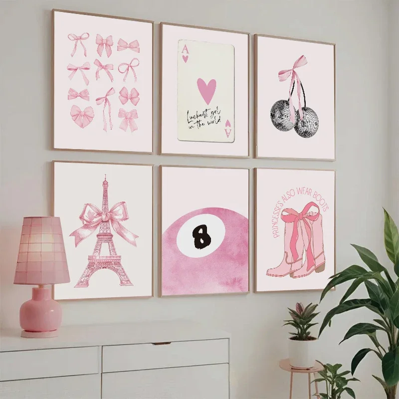 

Pink Butterfly Alphabet Girl Heart Art Poster Edgy Trendy Girls Room Aesthetic Modern Home Decor Canvas Painting Wall Art