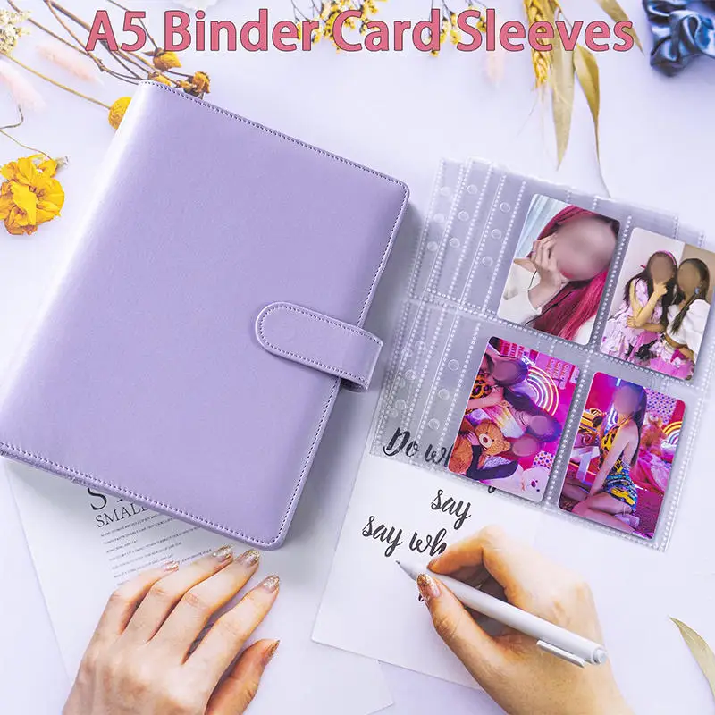 Kpop Fotokartenalbum mit 25 Seiten, 4-Fach-Kartensammler-Album mit 100 Kartenfächern, PU-Ledereinband zur Kartenorganisation – Detail 23
