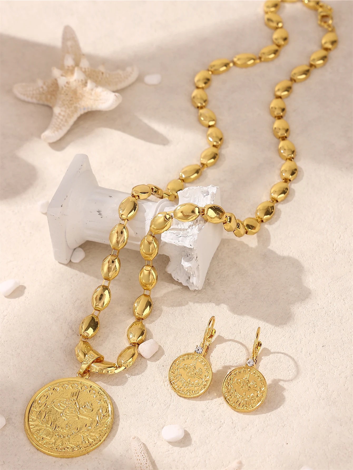 

Moroccan Women's Jewelry Set French Palace Style Elegant Middle Eastern Bridal Wedding Necklace Earrings Festival Gift