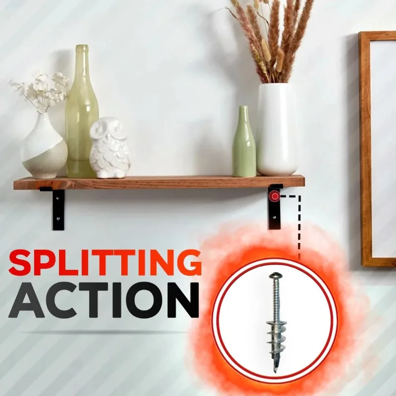 VKKM مثبتات الحوائط الجافة ذاتية الحفر من الزنك - 120 مرساة و120 # براغي 8*1-1/4، تحمل ما يصل إلى 50 رطلاً لتركيب آمن على الحائط الداخلي #5