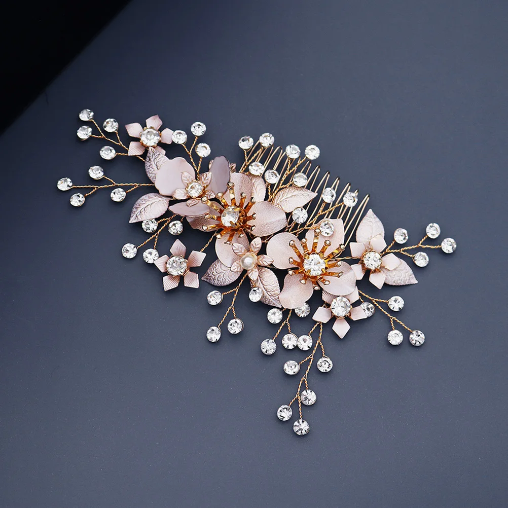 

Pearl Rhinestone Hair Comb Alloy Accessory Beautiful Hairstyles Dazzling Crystal Decorative Elegant Headdress Exquisite Bride