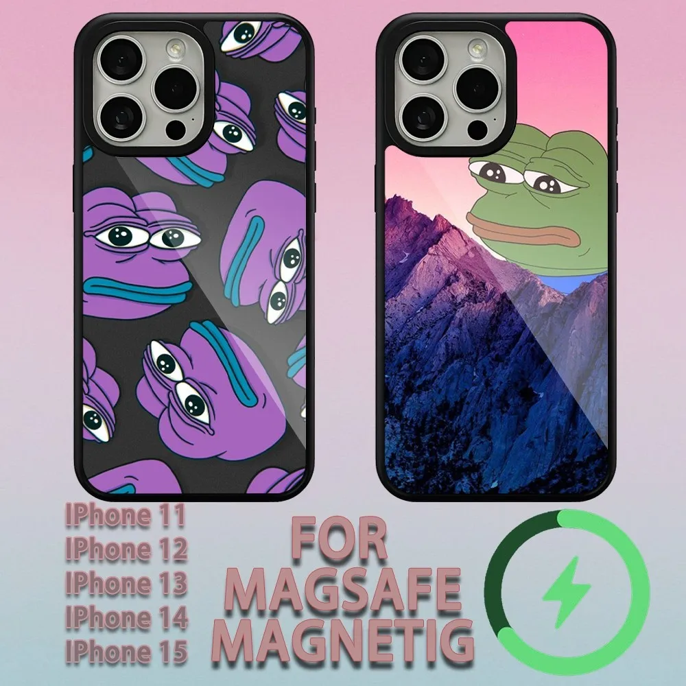 Sad Frogs Pepes  Phone Case For iPhone 15 14 13 12 11 Pro Max Plus Magsafe Magnetic Wireless Charging Cover