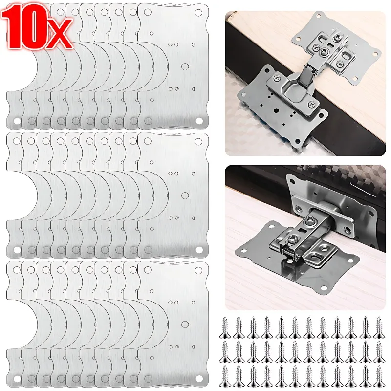 Stainless Steel Hinge Repair Plate Cabinet Furniture Drawer Table Door Panel Repair Kit Hardware Hinge Fixing Plate Connection