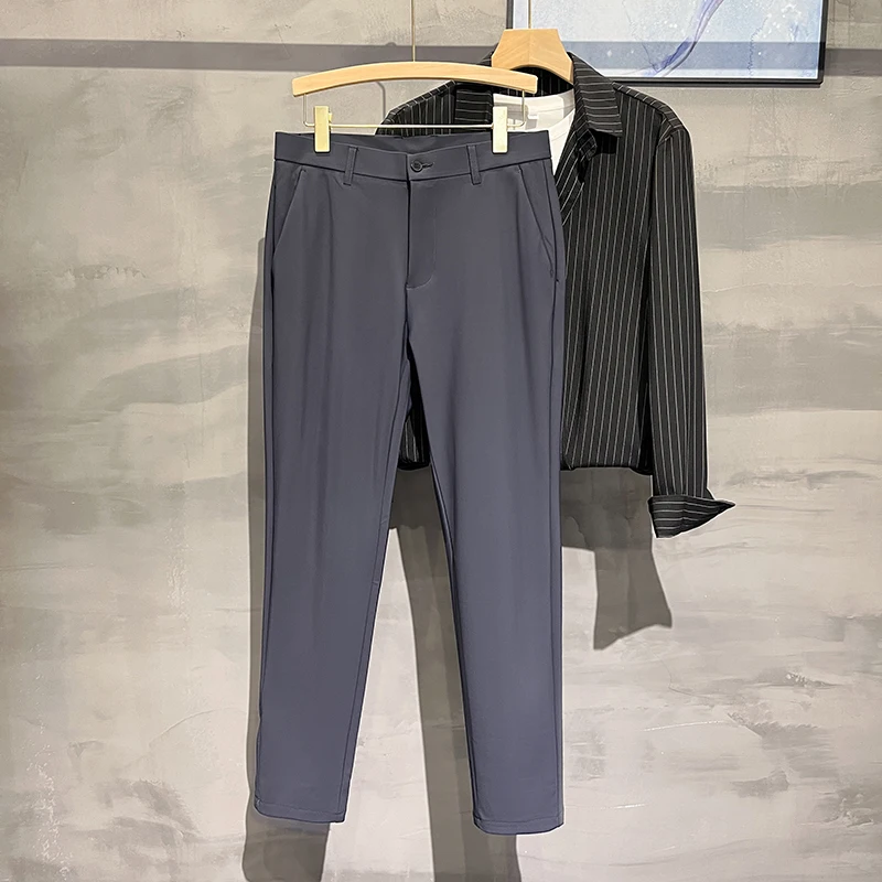 Pantaloni da abito elasticizzati di fascia alta per uomo 2024 autunno nuovi vestiti da uomo tubo dritto pantaloni larghi da lavoro