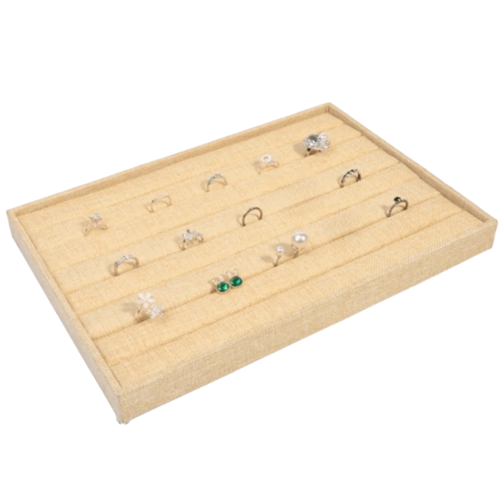 

Large Capacity Retro Jewelry Box Multifunctional Bracelet Linen Jewelry Tray Stackable Necklace Jewelry Organizer Ring
