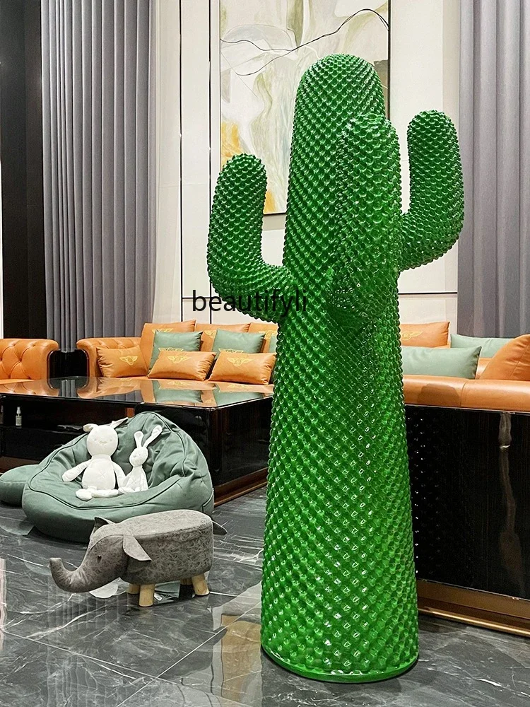 Cactus floor-to-ceiling large ornament niche coat rack, living room store sculpture decoration