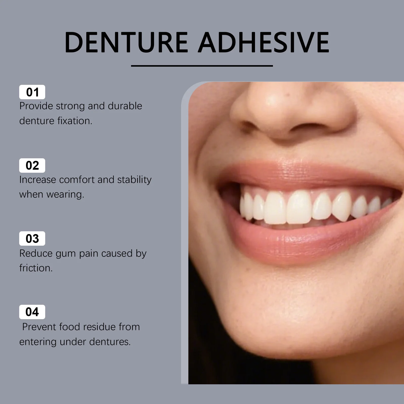 Oralhoe 40g Denture Adhesive Long Lasting Secure Bond Pain Free Comfort Fit Fix Friction Portable Travel Denture Care Adhesive image 5