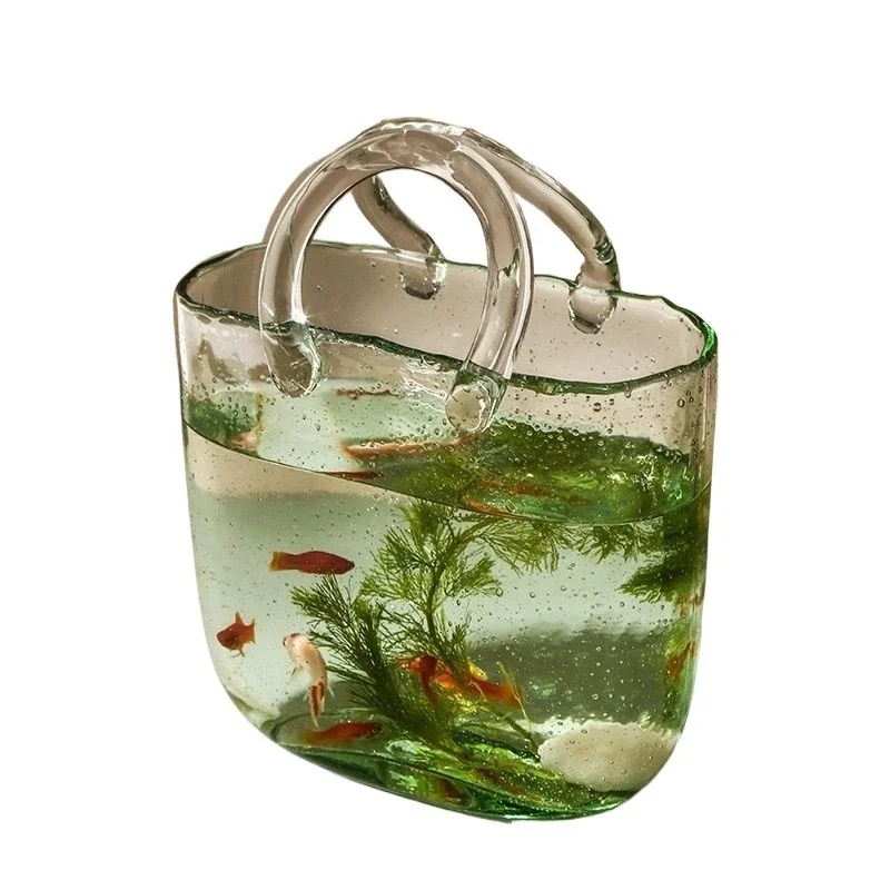 

Internet celebrity vase handbag bag pocket bag vase living room desktop small glass exquisite goldfish tank home home