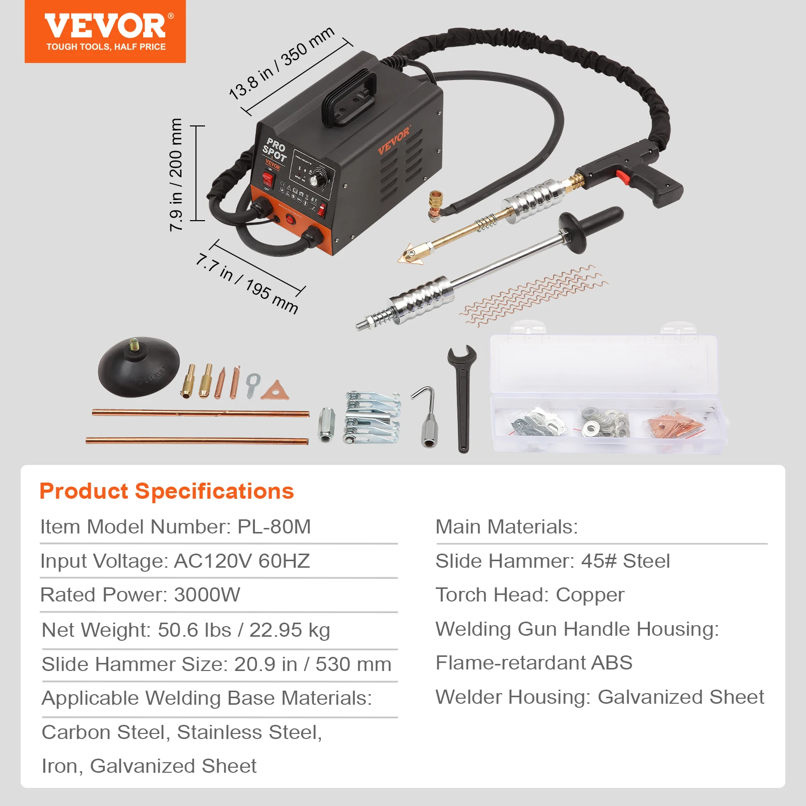 SucceBuy Stud Lasser Dent Repair Kit 3KW Spot Lasser Auto Body Lassen Dent Puller Machine Lassen Accessoires voor Auto Vrachtwagen