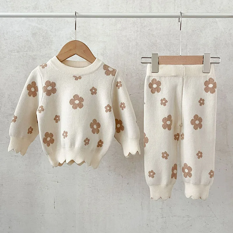 Ensemble pull et pantalon imprimé pour bébé fille, vêtements pour tout-petits, long et soyeux, tout neuf, automne 2024