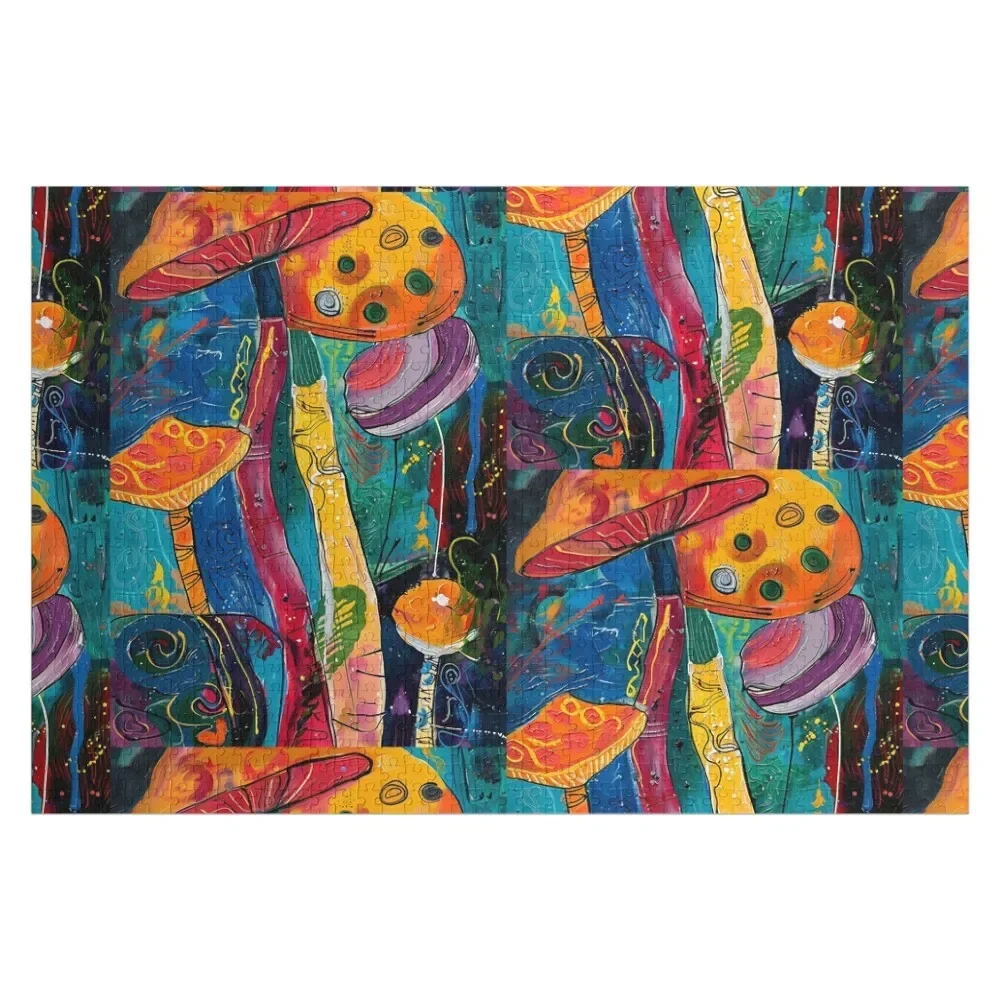 

Whimsical Mushroom Wonderland- Vibrant Colors and Dynamic Patterns Generative AI Jigsaw Puzzle Photo Children With Photo Puzzle