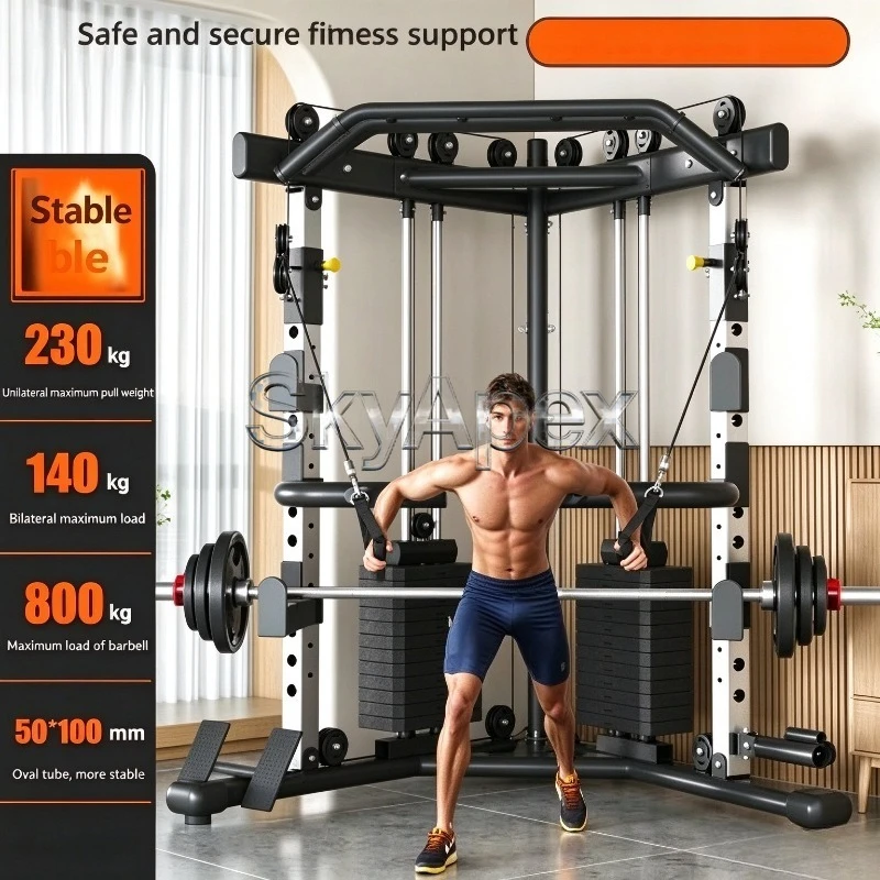 Multifunctional Cable Cross Trainer Home Gantry Commercial Fitness Pulley with 70kg Weight Stacking Smooth Quiet Heavy Duty